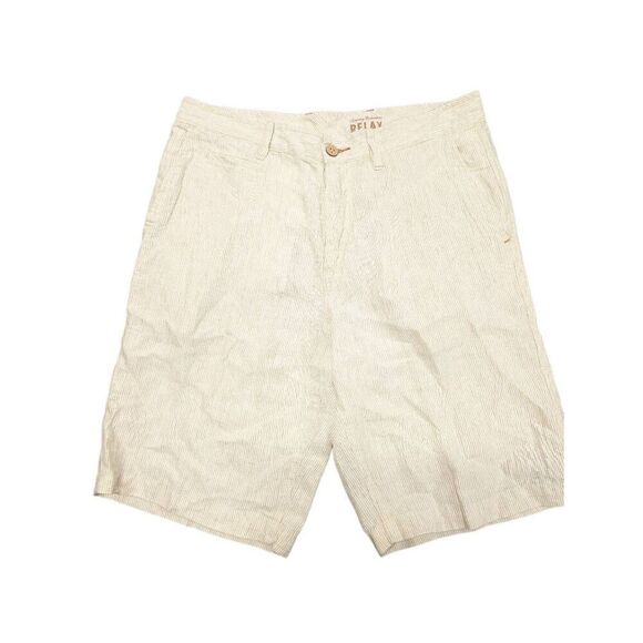 Tommy Bahama White and Tan Stripes Flat Front Pockets Cotton Men's Shorts 33 - Picture 1 of 8